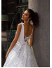 Boat Neck White Sequin Tulle Wedding Dress Boat Neck White Sequin Tulle Wedding Dress